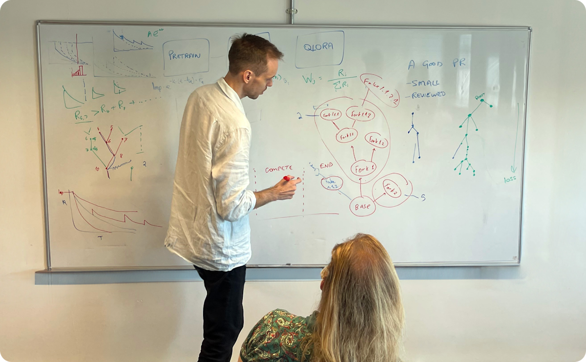 Macrocosmos team working at the whiteboard